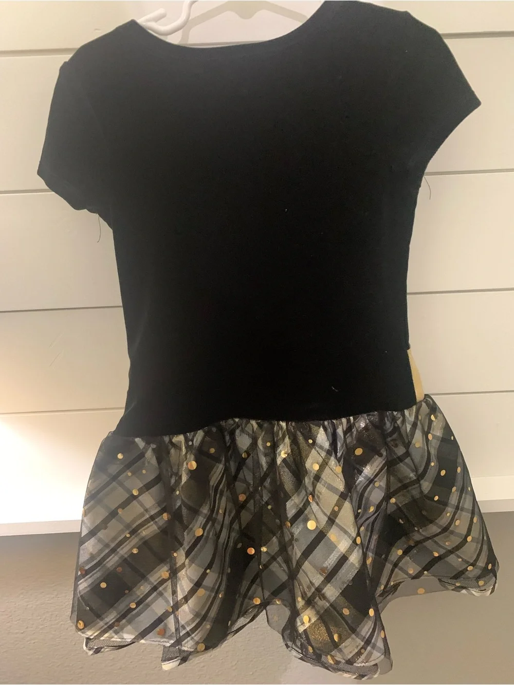 Girls Black and Gold Tulle Party Dress with Bow ( Size 6 )